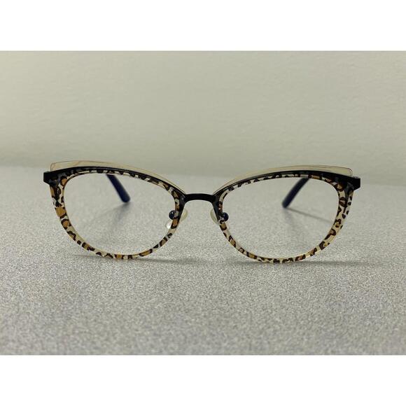 Jean Lafont Eyeglasses Brigitte 380 Leopard/Black Cat Eye Frame France 52-18 134